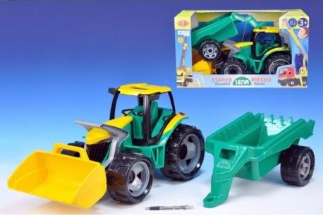 Traktor se lžící 60cm a přívěsem 45cm plast v krabici - obrázek 1