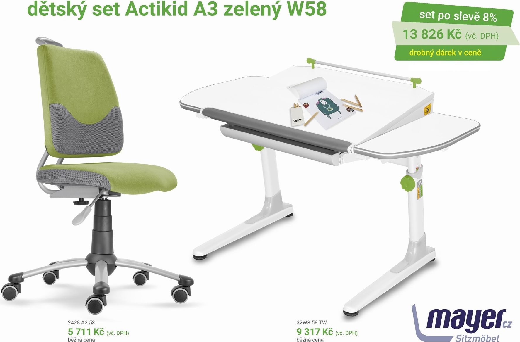 Mayer Dětský set zelený Actikid - Profi bílý s bílou podnoží - obrázek 1