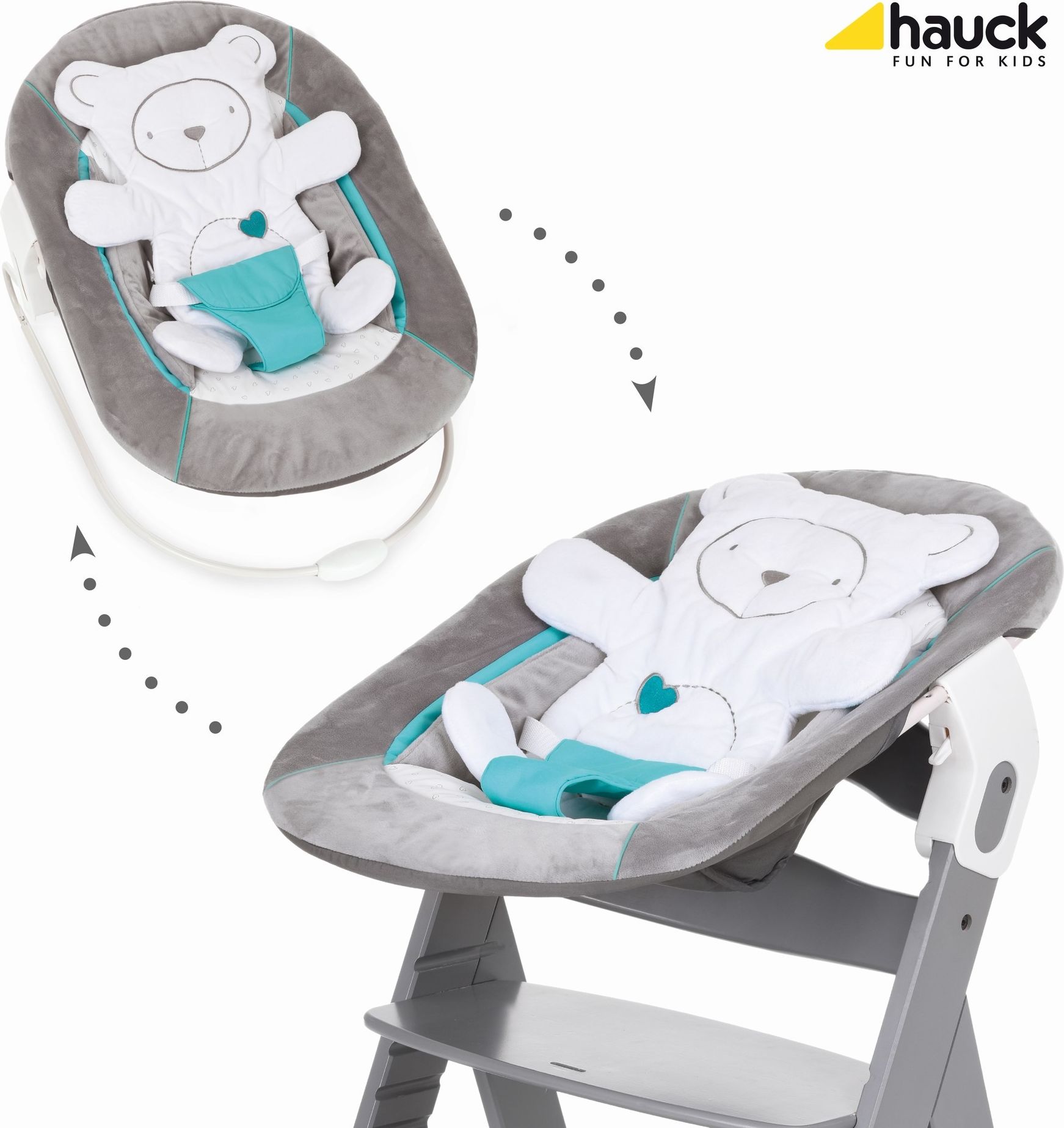 HAUCK Lehátko 2in1 Alpha Bouncer - Hearts grey - obrázek 1