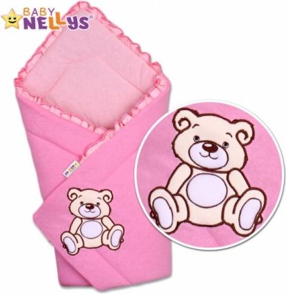 Zavinovačka TEDDY BEAR Baby Nellys - velur - růžová - obrázek 1