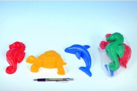 Formičky Bábovky zvířátka plast na písek 3ks v síťce 10x12x6cm - obrázek 1
