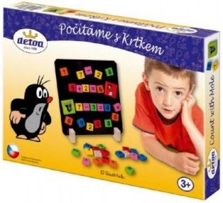 Magnetické Počítáme s Krtkem dřevo 40ks v krabici 27x19x3,5cm - obrázek 1