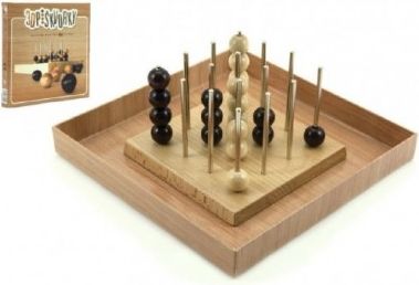 Piškvorky 3D podstavec + kuličky dřevo společenská hra v krabici - obrázek 1