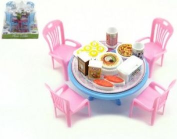 Stůl a židle s doplňky plast 12cm asst 3 barvy v blistru - obrázek 1