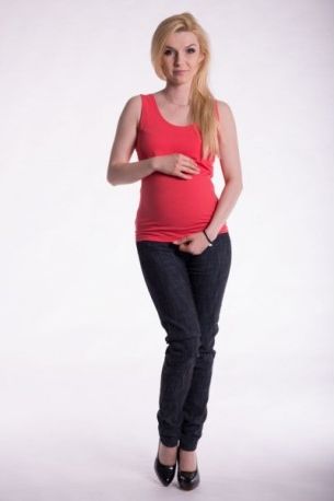 Těhotenské,kojící tilko s odnimatelnými ramínky - korálové, Velikosti těh. moda L/XL - obrázek 1