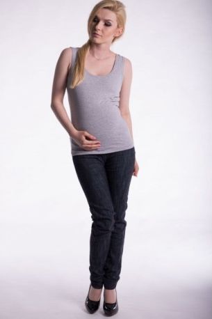 Těhotenské,kojící tilko s odnimatelnými ramínky - šedé, Velikosti těh. moda S/M - obrázek 1