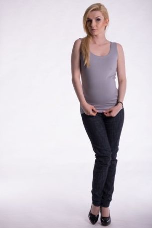 Těhotenské,kojící tilko s odnimatelnými ramínky - šedý melírek, Velikosti těh. moda S/M - obrázek 1