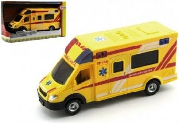 Auto ambulance záchranáři plast 18cm na setrvačník český design v krabičce - obrázek 1