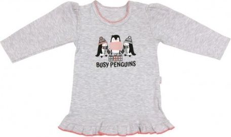 Bavlněná halenka Penguin - dlouhý rukáv - šedá, Velikost koj. oblečení 74 (6-9m) - obrázek 1