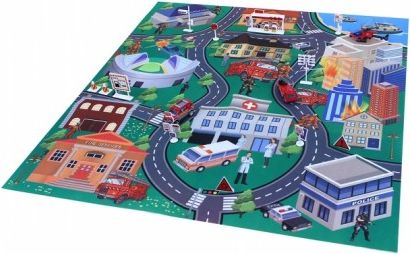 Koberec hasiči s kovovými auty - obrázek 1