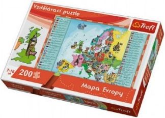 Vzdělávací puzzle mapa Evropy 200 dílků 60x40cm v krabici 33x23x6cm - obrázek 1