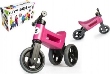 Odrážedlo růžové FUNNY WHEELS 2v1 výška sedadla nastavitelná 28/31cm nosnost 50kg 18m - obrázek 1