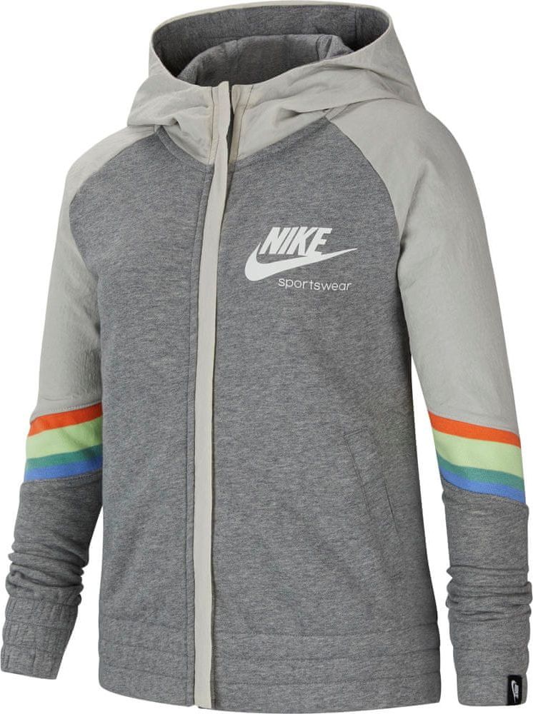 Nike dívčí mikina Sportswear Heritage XS šedá - obrázek 1