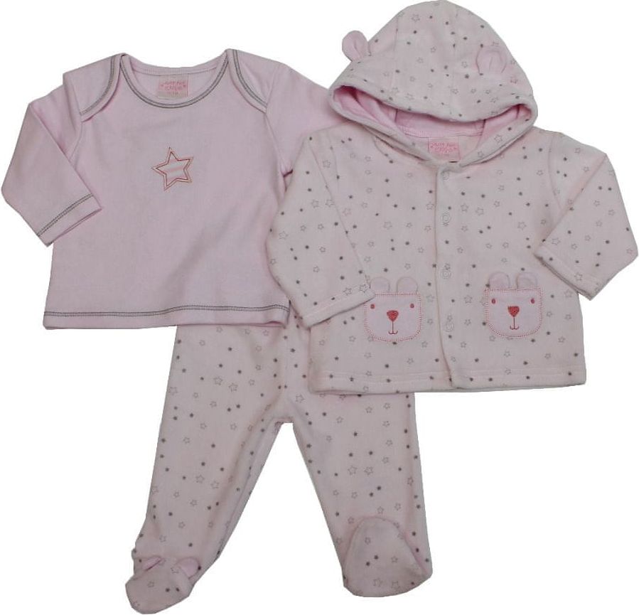 Just Too Cute Komplet kojenecký velur – hvězdičky – růžový růžová 62 - obrázek 1