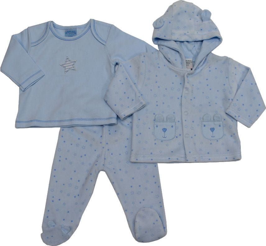 Just Too Cute Komplet kojenecký velur – hvězdičky – modrý modrá 62 - obrázek 1