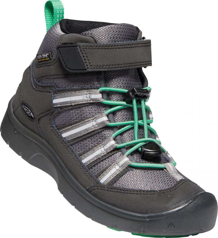KEEN dětská kožená outdoorová obuv Hikeport 2 Sport Mid WP Y black/irish green 32.5 černá - obrázek 1
