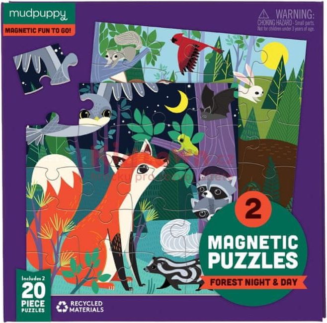 Mudpuppy Magnetické puzzle - Les ve dne i v noci / Magnetic Fun - Forest Night & Day - obrázek 1