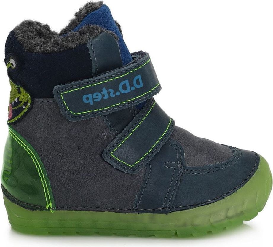 D-D-step chlapecká zimní svítící kotníčková obuv 029-782B 21 tmavě modrá - obrázek 1