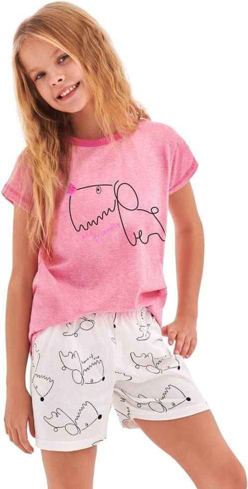 TARO Dívčí pyžamo Hanička růžové dog 110 - obrázek 1
