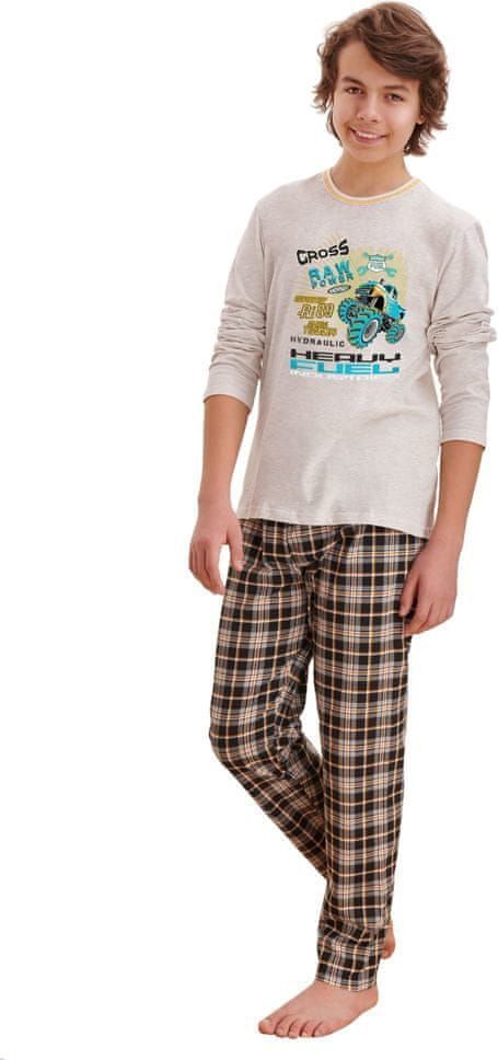TARO Chlapecké pyžamo Leo cross béžové 146 - obrázek 1