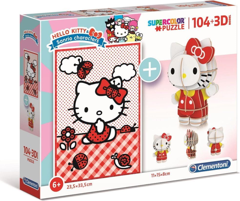Clementoni Puzzle Hello Kitty 104 dílků a 3D puzzle Hello Kitty - obrázek 1