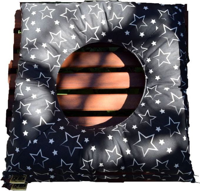 KHC Poporodní polštář Blaženka Bílé hvězdy na černé 40x40 Duté vlákno - obrázek 1