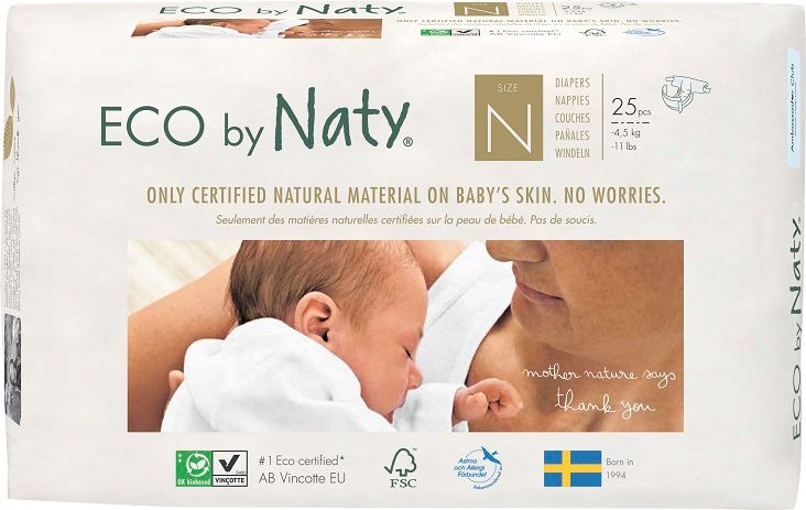 NATY NATURE BABYCARE 0 NEWBORN, 25 ks (1-4,5 kg) - jednorázové pleny - obrázek 1