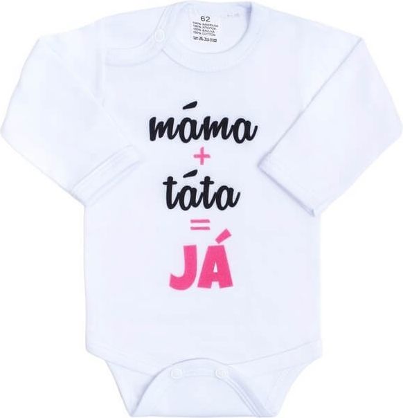 Dětské body s potiskem, máma+táta=Já, New Baby, bílorůžová velikost 68 - obrázek 1