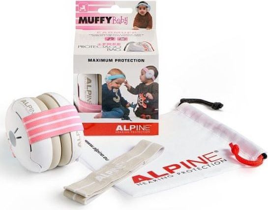 ALPINE Hearing Muffy Baby - dětská izolační sluchátka RUŽOVÁ - obrázek 1