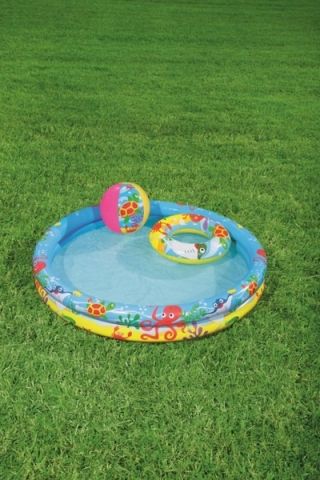 Nafukovací SET - bazén 112cm, plavací kruh 51cm, míč 41x15cm - obrázek 2