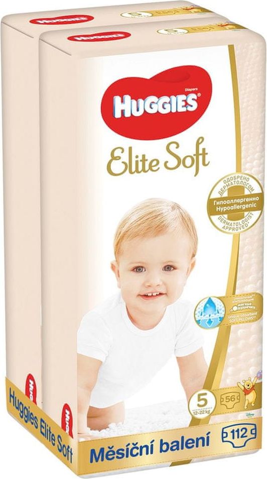 Huggies měsíční balení 2x Elite Soft (12-22 kg) 112 ks - obrázek 1