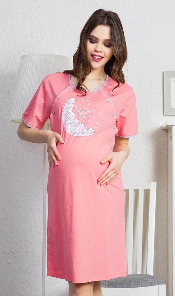 Vienetta Dámská noční košile mateřská Beránci barva lososová, velikost XL - obrázek 1