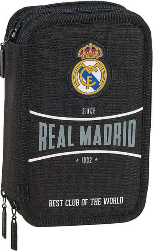 CurePink Školní pouydro FC Real Madrid: vzor 12024 (21 x 12 x 6 cm) černý polyester - obrázek 1