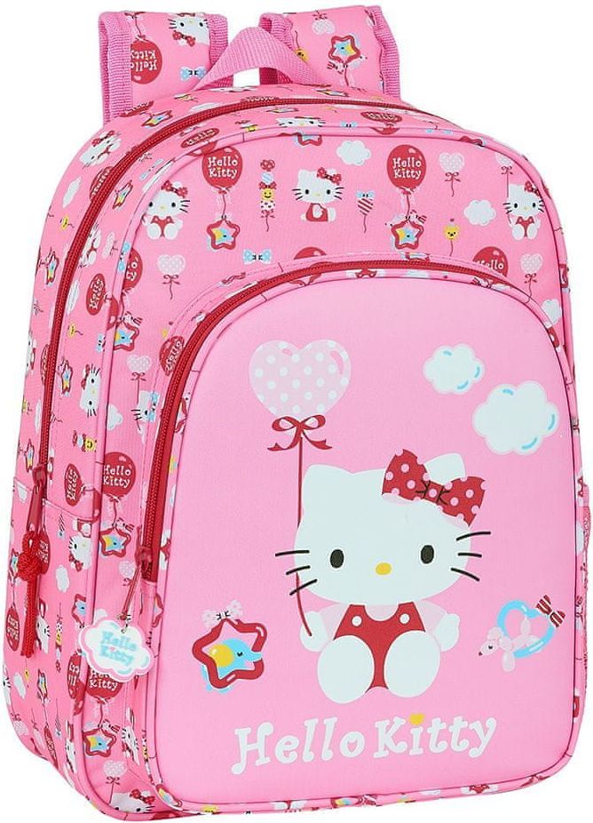 CurePink Dětský batoh Hello Kitty: Balloon (objem 10 litrů|34 x 26 x 11 cm) růžový polyester - obrázek 1