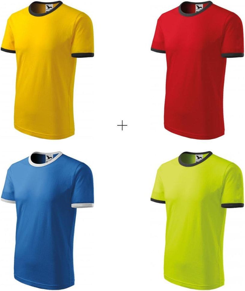 Malfini 4x Dětské tričko kontrastní (Žluté + Červené + Světlemodré + Limetkové) - obrázek 1