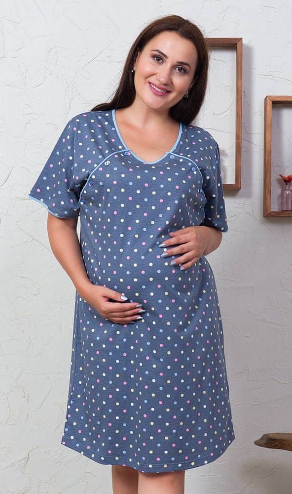 Vienetta Dámská noční košile mateřská Janette barva šedá, velikost XL - obrázek 1