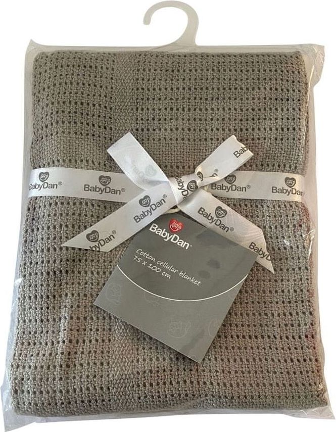 BabyDan Dětská háčkovaná bavlněná deka Grey,75x100cm - obrázek 1