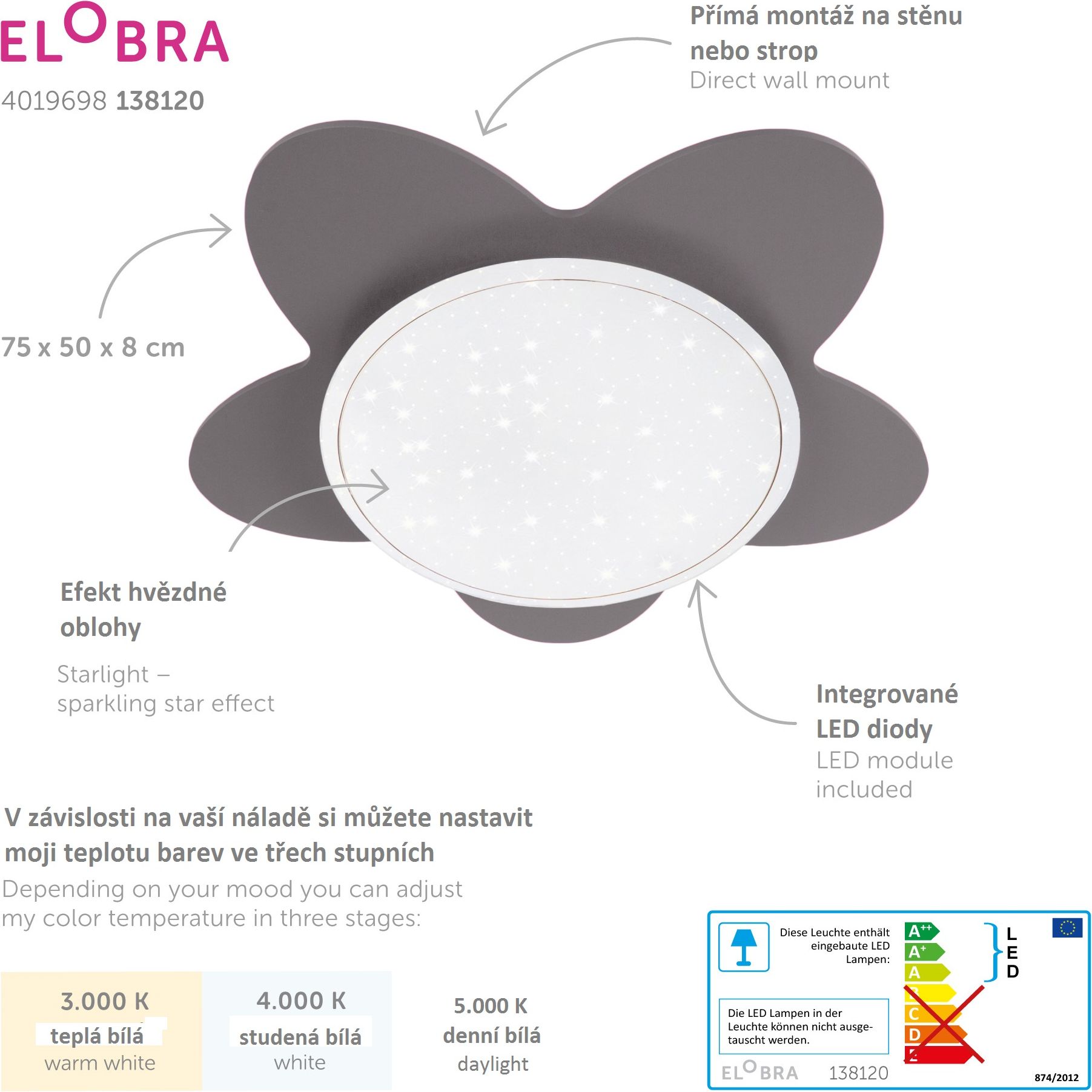 Elobra Blume Starlight dětské stropní svítidlo - obrázek 2