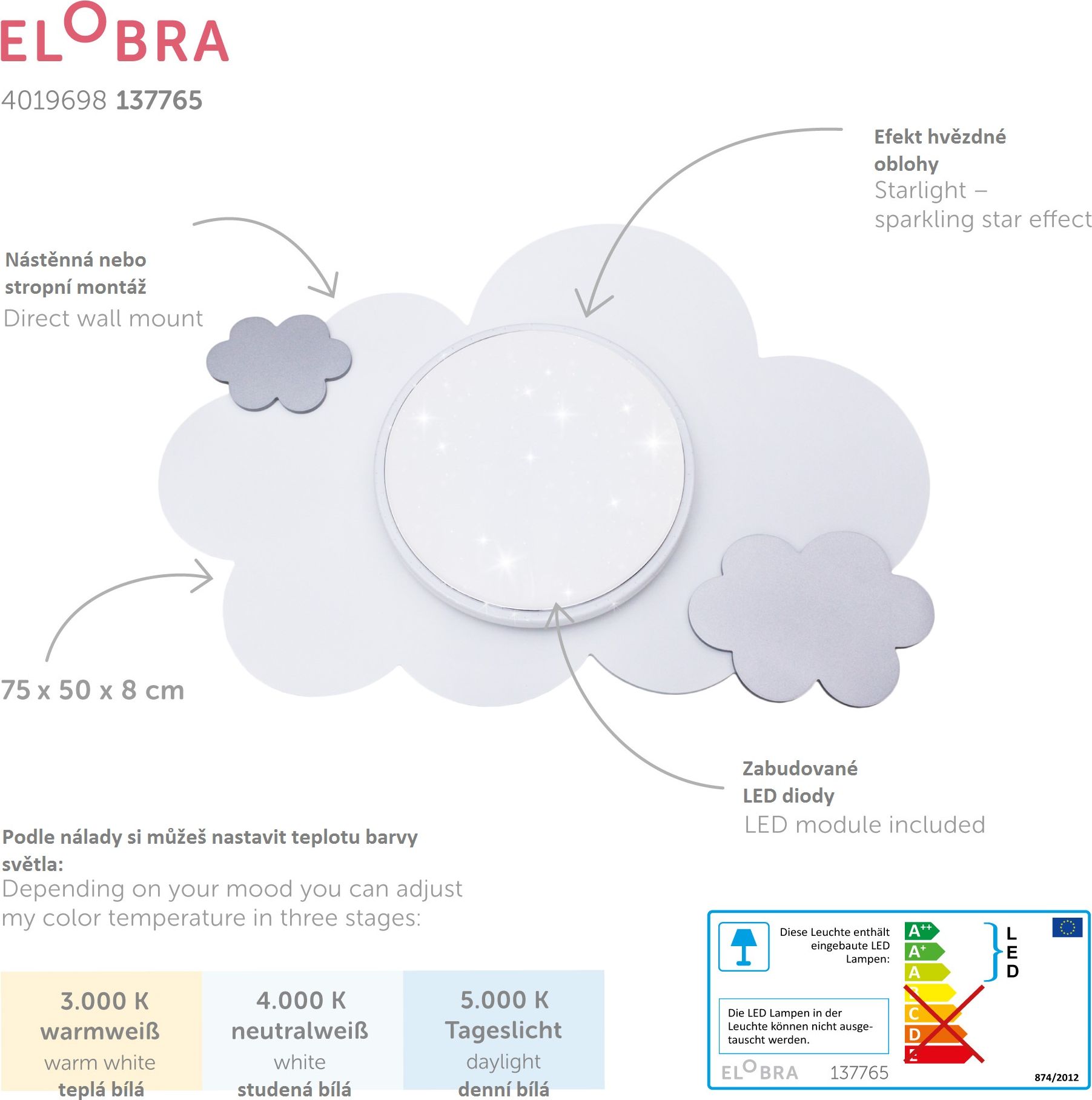 Elobra Starlight 137765 dětské stropní světlo - obrázek 3