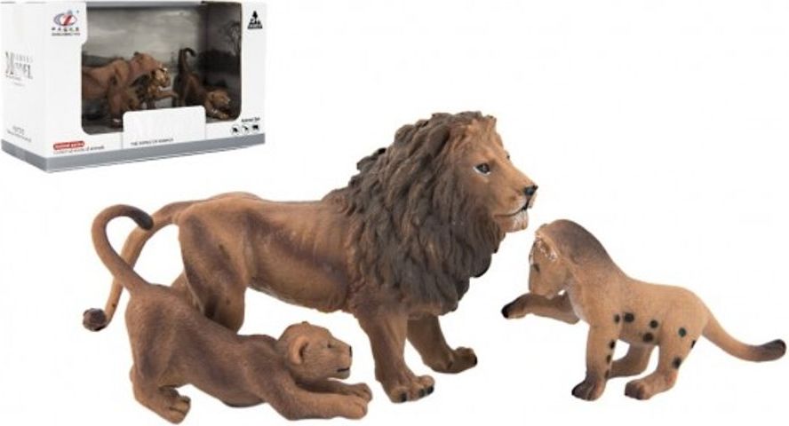 Teddies Zvířátka safari ZOO 13cm sada plast 3ks lev 2 druhy v krabičce 22x13x9,5cm - obrázek 1