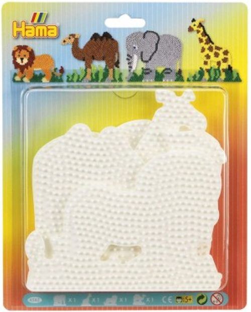 Lowlands Podložka na zažehlovcí korálky Hama slon,žirafa,lev,velbloud 4ks na kartě 19x24cm - obrázek 1