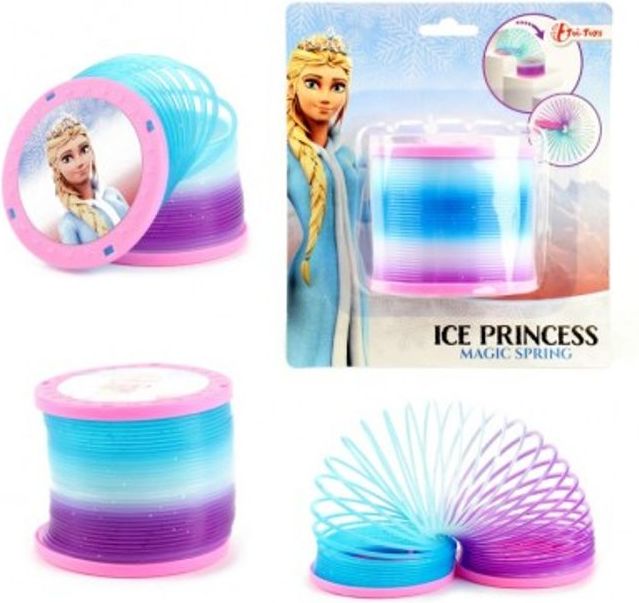 Teddies Spirála/pružina duhová plast 8cm Ledové království na kartě