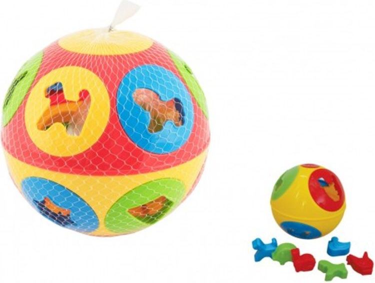 Teddies Vkládačka míč plast průměr 13cm 2 barvy v síťce 12m+ - obrázek 1