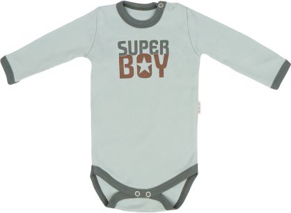 Mamatti Dětské bavlněné body Super Boy - mátové, vel. 74 - obrázek 1