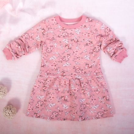 K-Baby Dívčí bavlněné šaty, Kvítky - pudrově růžová - obrázek 1