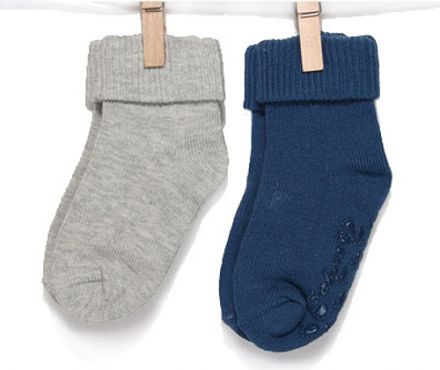 BOBO BABY Kojenecké ponožky 2 páry - šedá, modrá - obrázek 1