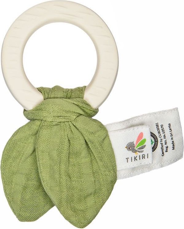 Kousátko z přírodní ho kaučuku a bio bavlny Tikiri Olive-Green - obrázek 1