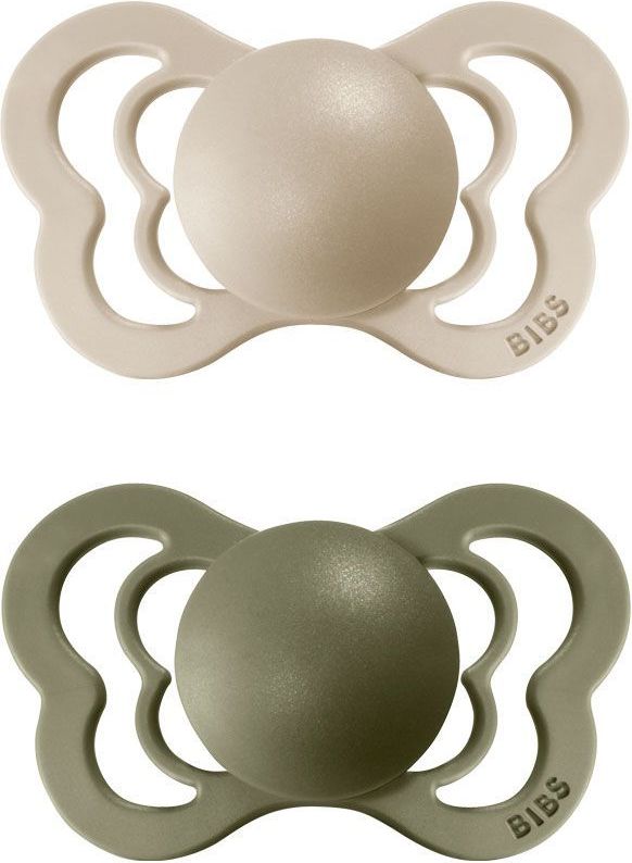 Šidítko Ortodontické Kaučuk 2 ks Bibs Couture Vanilla / Olive 0-6 měsíců - obrázek 1