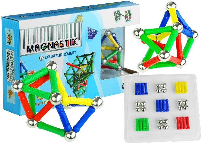 Mamido  Magnetická stavebnice Magnastix 60 dílů - obrázek 1