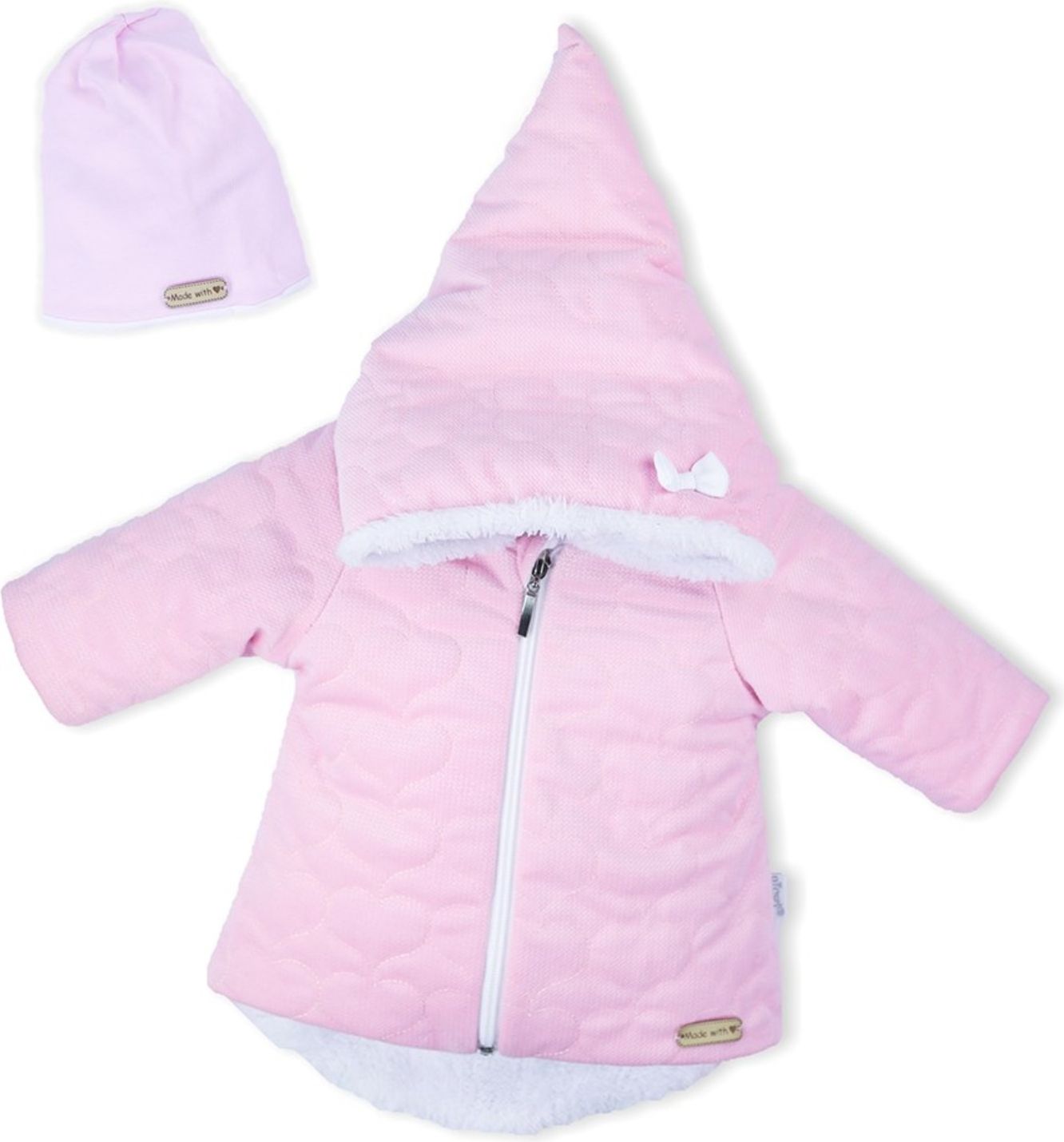 Zimní kojenecký kabátek s čepičkou Nicol Kids Winter růžový - Zimní kojenecký kabátek s čepičkou Nicol Kids Winter růžový - obrázek 1